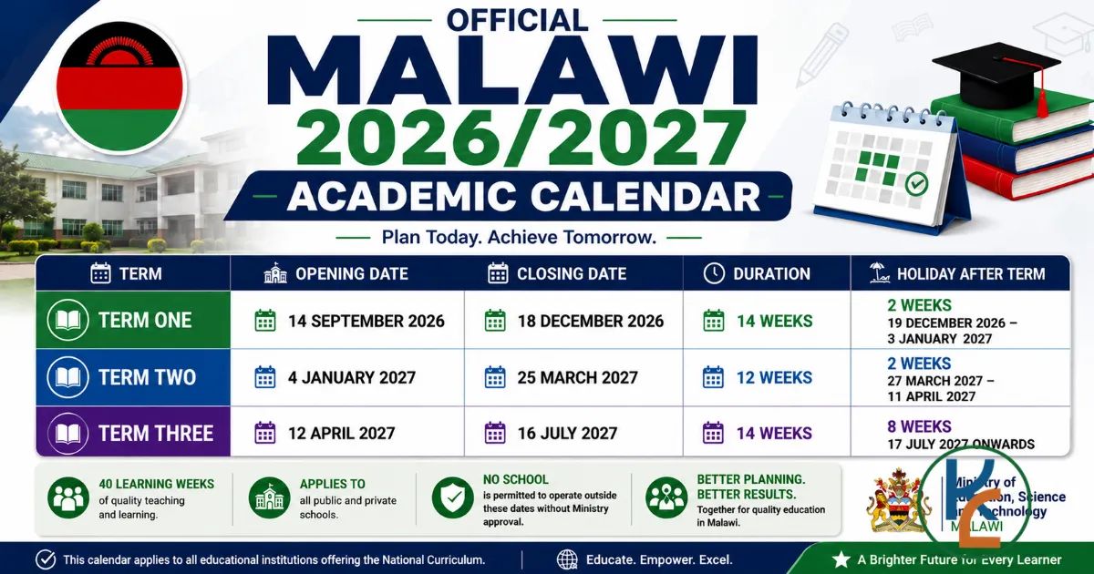 Official 2026/27 Academic Calendar Released: Key Dates for Malawi Schools