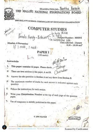 2006 MANEB MSCE Computer Studies Paper 1 (Theory) - Preview