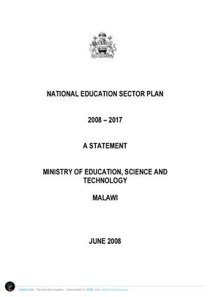 2008 Malawi Education Sector Plans 2008-2017 - Preview