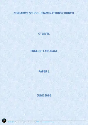 2010 ZimSEC GCE O-Level English Paper 1 June Session - Preview