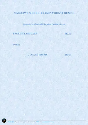 2011 ZimSEC GCE O-Level English Paper 2 June Session - Preview