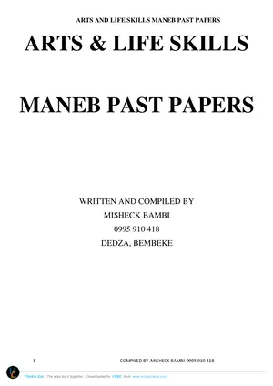 2015-2021 MANEB Arts & Life Skills Only MCQs by Bambi - Preview