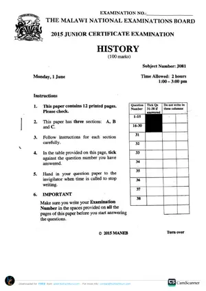 2015 MANEB JCE History - Preview
