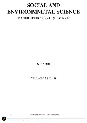 2016-2022 MANEB Social and Environmental Studies Structural Questions Compiled by Bambi - Preview