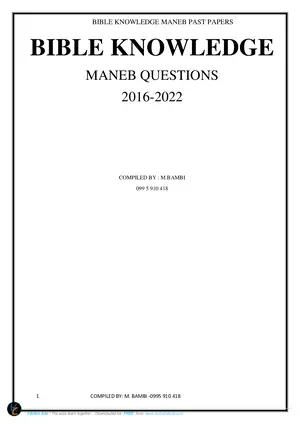 2016-2022 Primary Bible Knowledge MANEB Papers by Bambi - Preview