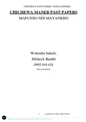 2018-2021 Chichewa MANEB Past Papers MCQs Only by Misheck Bambi - Preview