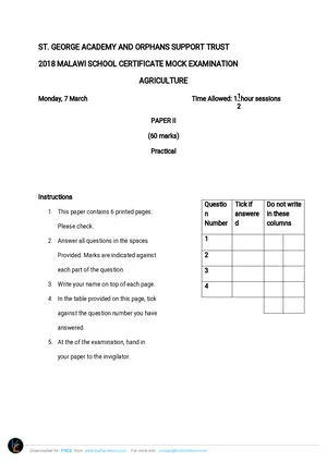 2018 St George Academy Agriculture Paper 2 Practical - Preview