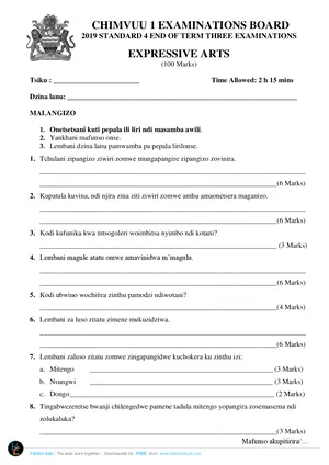 2019 Chimvuu 1 Standard 4 Term 3 Expressive Arts - Preview