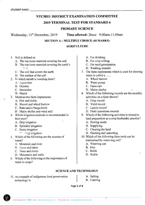 2019 Ntcheu District Standard 6 Primary Science Past Paper - Preview