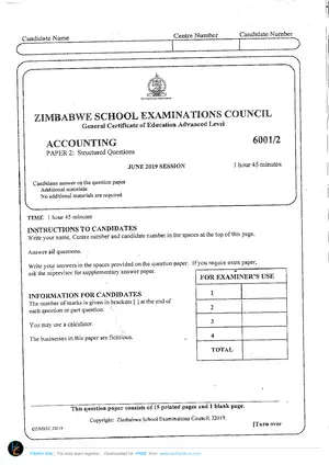 2019 ZimSEC GCE O-Level Accounts Paper 2 June Session - Preview