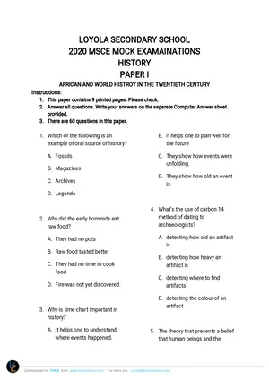 2020 Loyola Jesuit MSCE History Paper 1 - Preview