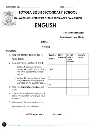 2021 Loyola Jesuit MSCE English Paper I - Preview