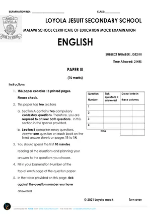 2021 Loyola Jesuit MSCE English Paper III - Preview