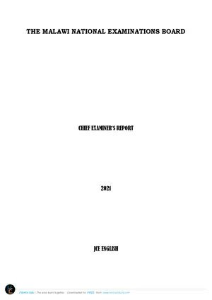 2021 MANEB JCE English Chief Examiners Report - Preview