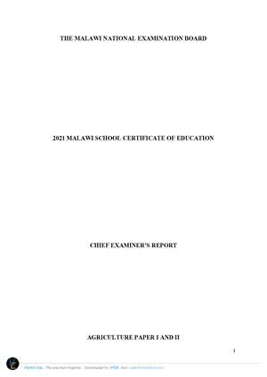 2021 MANEB MSCE Agriculture Papers 1 & 2 Chief Examiners Report - Preview
