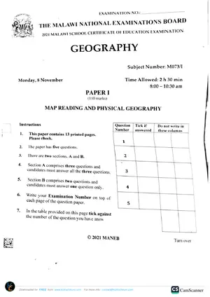 2021 MANEB MSCE Physical Geography - Preview