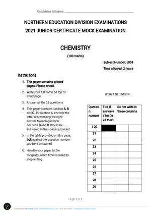 2021 NED JCE Chemistry Mock - Preview
