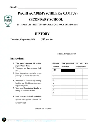 2021 Pachi Academy JCE History Mock - Preview