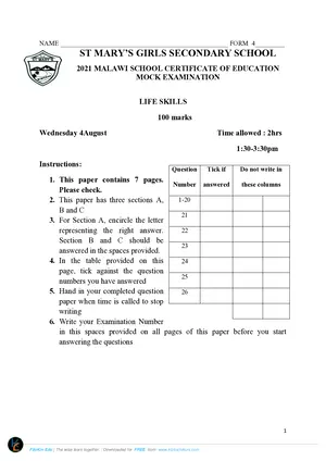 2021 St Mary's MSCE Life Skills - Preview
