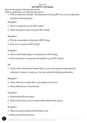 2022 Katoto Zone Standard 7 Term 1 English Past Paper - Preview
