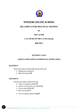 2022 Winners Online School MSCE Agriculture Practical Training Round 2 - Preview