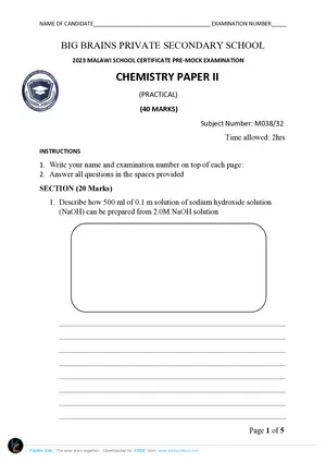 2023 Big Brains Pvt MSCE Chemistry Practical - Preview