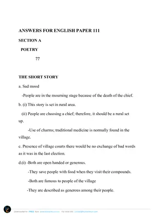 2023 Blantyre Secondary School (BSS) MSCE English Paper III Mock - Preview