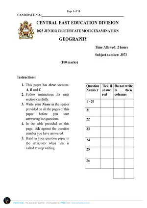 2023 CEED JCE Geography Paper - Preview