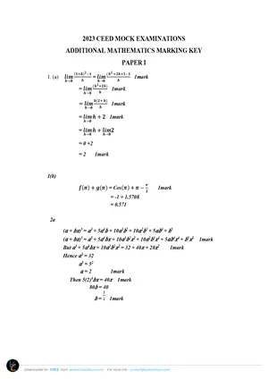2023 CEED MSCE Additional Mathematics Paper I with Answers - Preview