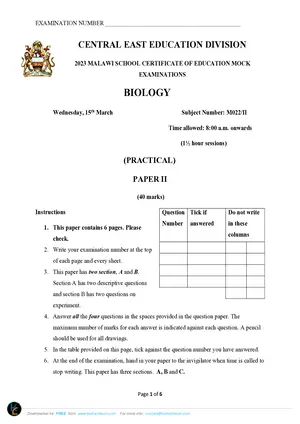 2023 CEED MSCE Biology Paper II - Preview