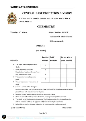2023 CEED MSCE Chemistry Paper II - Preview
