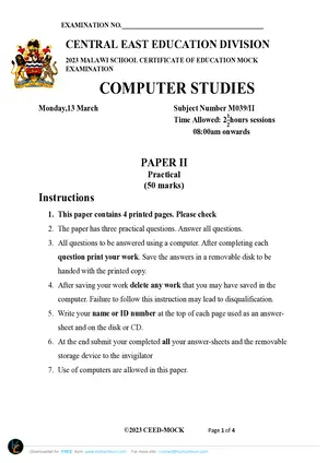 2023 CEED MSCE Computer Studies Paper II - Preview