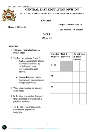 2023 CEED MSCE English Paper I - Preview