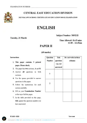 2023 CEED MSCE English Paper II - Preview