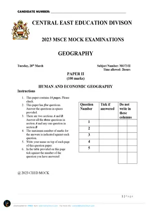 2023 CEED MSCE Geography Paper II - Preview