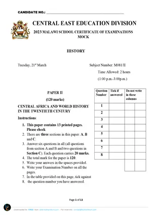 2023 CEED MSCE History Paper II - Preview