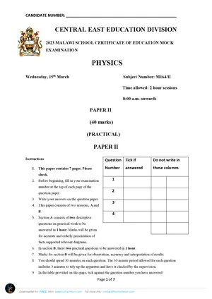 2023 CEED MSCE Physics Paper II - Preview