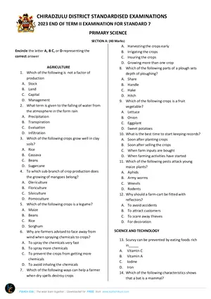 2023 Chiradzulu District Standard 7 Term 2 Primary Science Exams - Preview