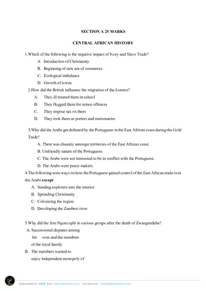 2023 Dzumani CDSS History Form 4 Paper 1 (Term 1) - Preview