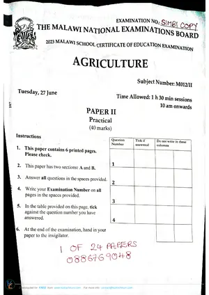 2023 MANEB MSCE Agriculture Paper II - Preview