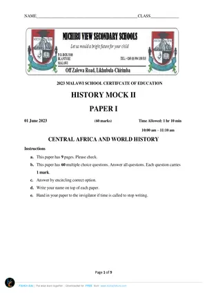 2023 Michiru View MSCE Mock 2 History Paper 1 - Preview