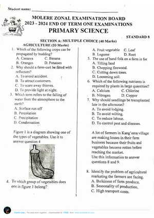 2023 Molele Standard 8 Term 1 Primary Sciences - Preview