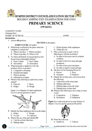 2023 Rumphi Camping Standard 8 Primary Science - Preview