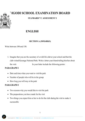 2023 Standard 7 MGODI English Assessment 1 - Preview