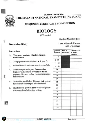 2023 MANEB JCE Agriculture - Preview