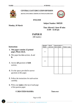 2024 CEED MSCE English Paper II Mock with Answers - Preview
