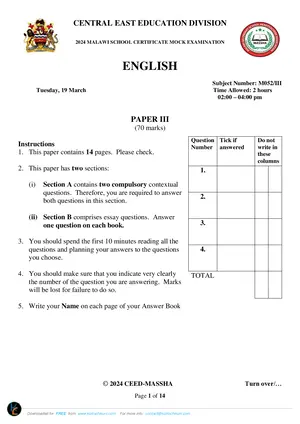 2024 CEED MSCE English Paper III Mock with Answers - Preview