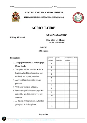 2024 CEED MSCE Mock Agriculture Paper I with Answers - Preview