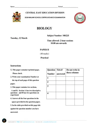 2024 CEED MSCE Mock Biology Paper II with Answers - Preview