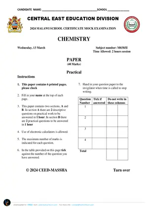 2024 CEED MSCE Mock Chemistry Paper II with Answers - Preview